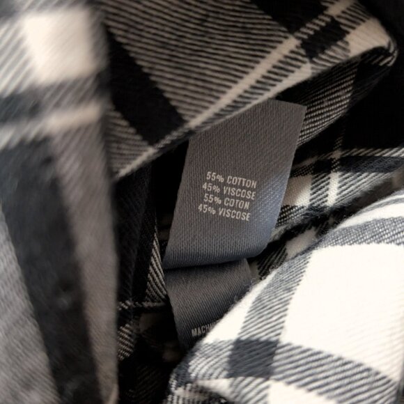 aerie plaid flannel shirt black white size XS - Picture 13 of 16